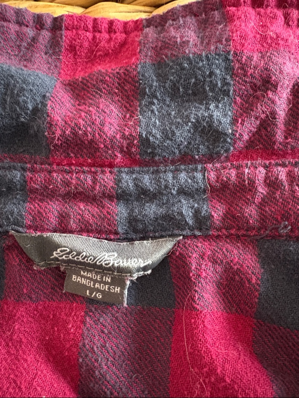 Eddie Bauer Red and Black Plaid Flannel Shirt